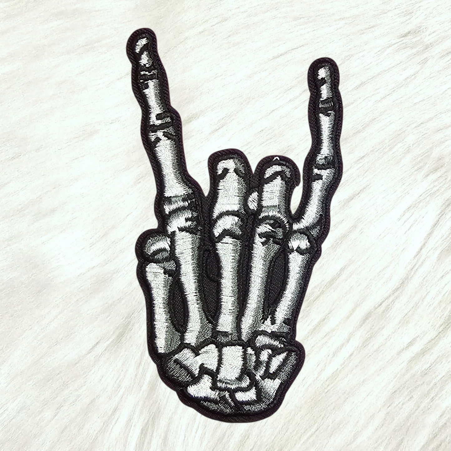 Skeleton Hand Rock and Roll Punk Embroidery On Patch