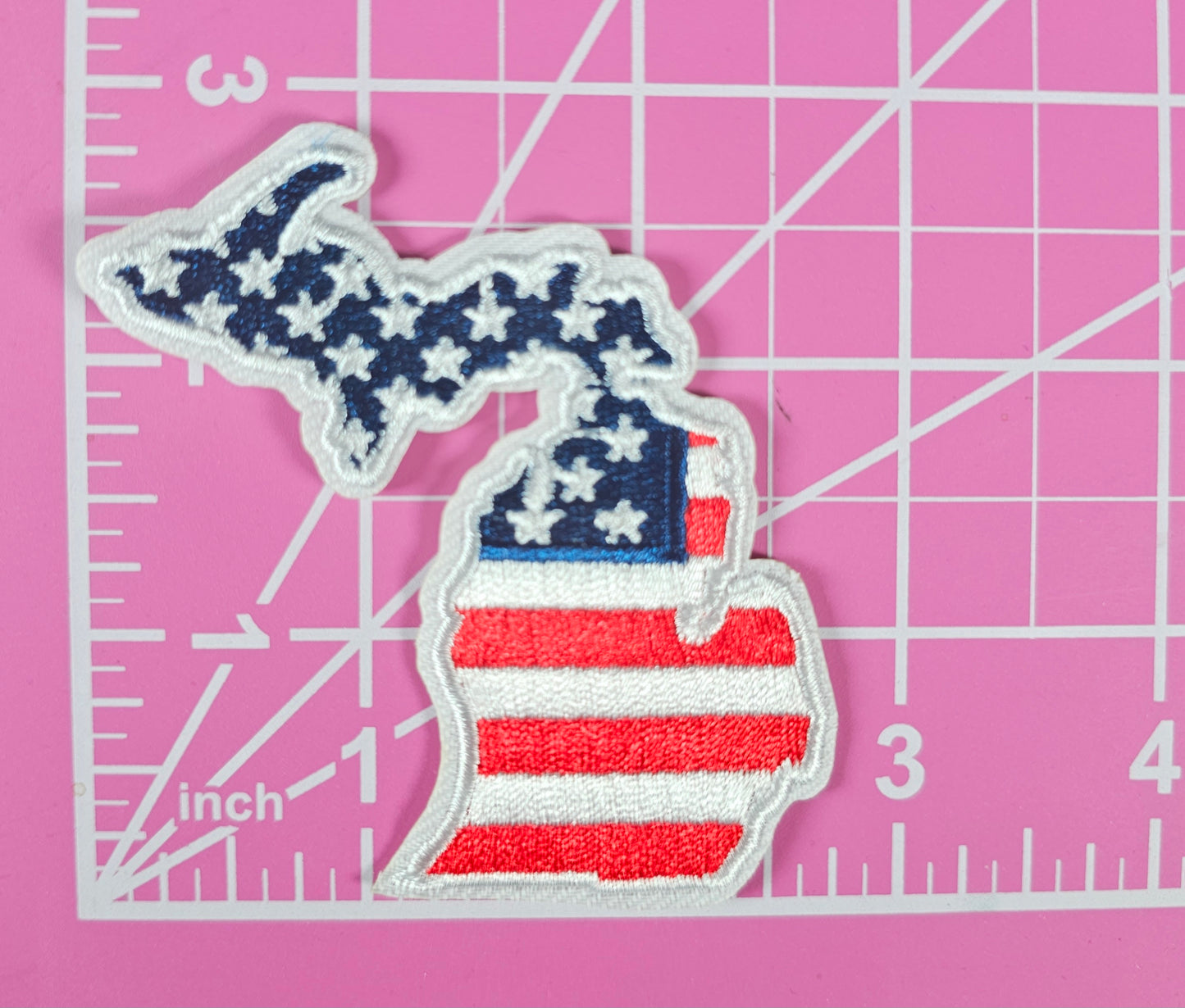 Michigan Patriotic USA Flag Embroidery Iron On Patch