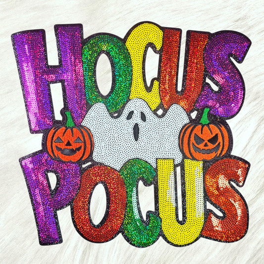 Hocus Pocus Halloween Ghost Sequin Glitter Large Iron on Patch