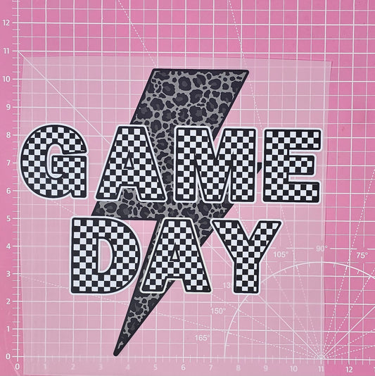 Game Day Checker Cheetah Lightning Bolt DTF Iron On Transfers
