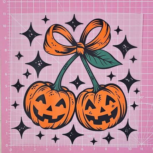 Pumpkin Bow Cherries DTF Iron On Transfers