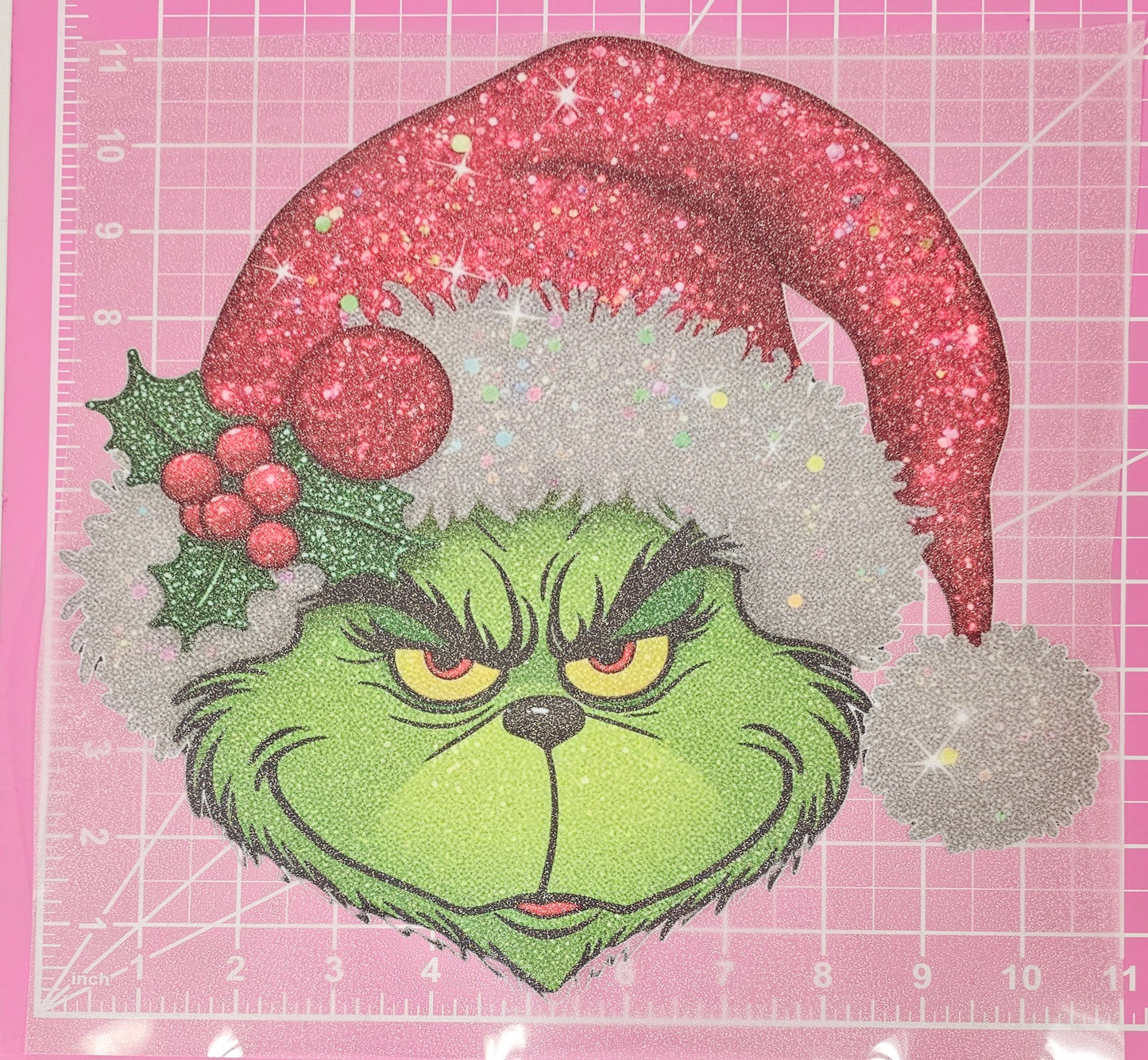 Sparkle Santa Hat Grinchy Christmas Glitter DTF Iron On Transfers