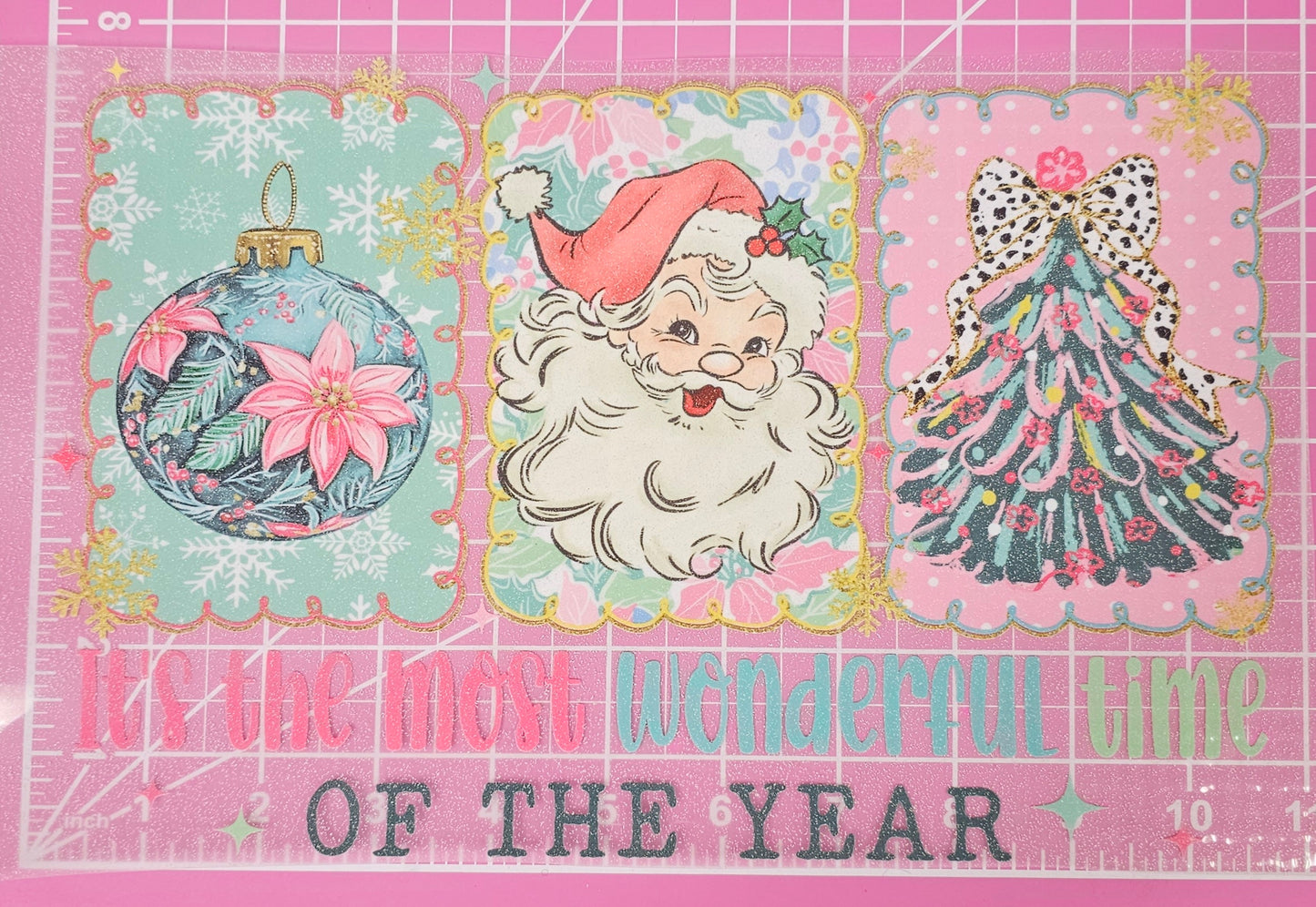 Most Wonderful Time Of The Year Christmas Glitter DTF Iron On Transfers