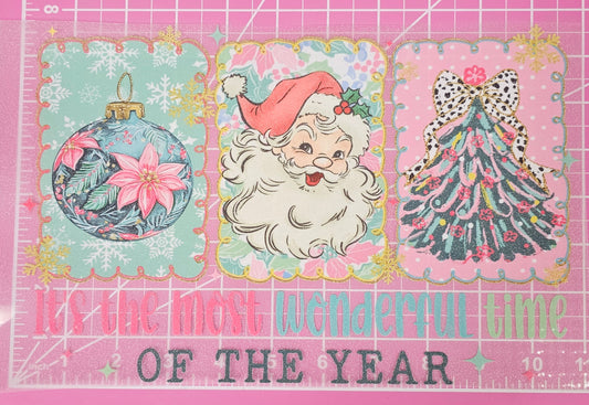 Most Wonderful Time Of The Year Christmas Glitter DTF Iron On Transfers