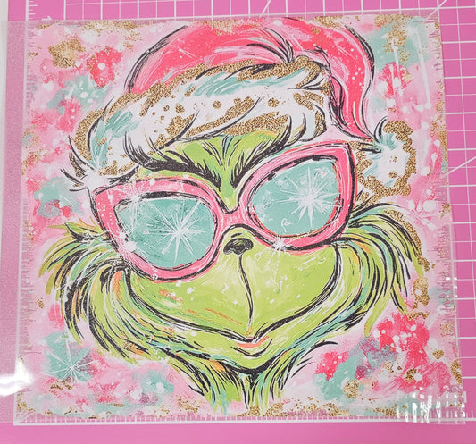 Grinchy Boujee Glasses Glitter DTF Iron On Transfers