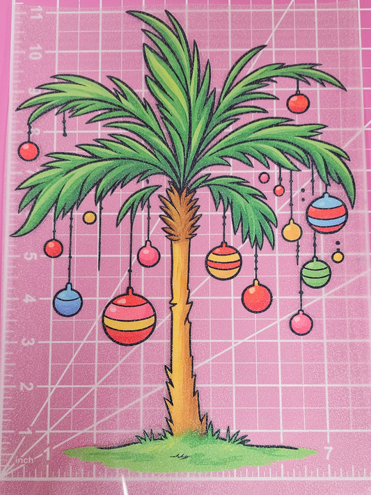 Palm Christmas Tree Whoville Grinchy Glitter DTF Iron On Transfers