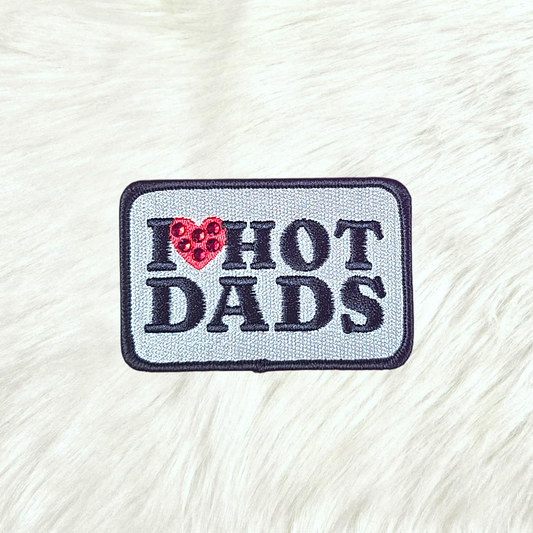 I Heart Love Hot Dads Bling Rhinestone Embroidery Iron On Patch