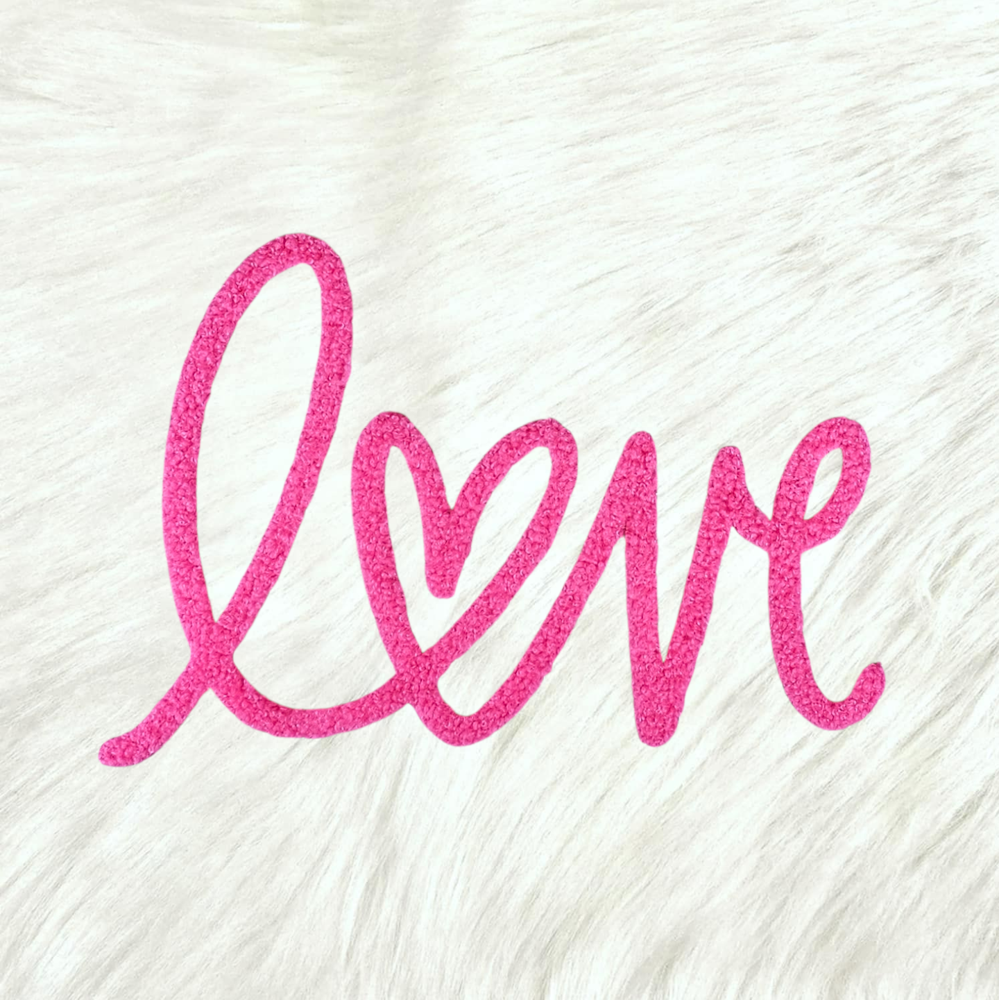 LOVE Cursive Fluffy Fuzzy Transfer Patch