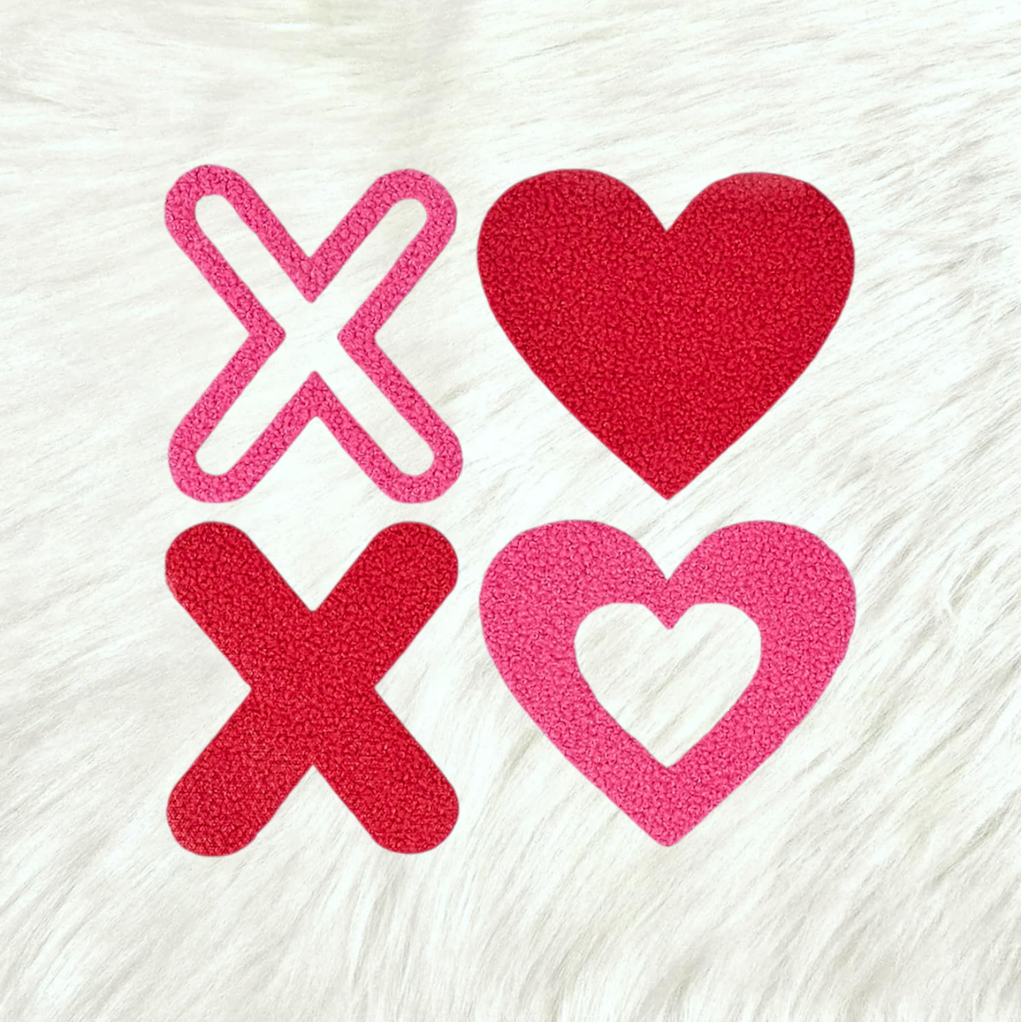 XOXO Heart Valentines Fluffy Fuzzy Transfer Patch