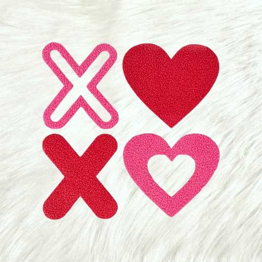 XOXO Heart Valentines Fluffy Fuzzy Transfer Patch