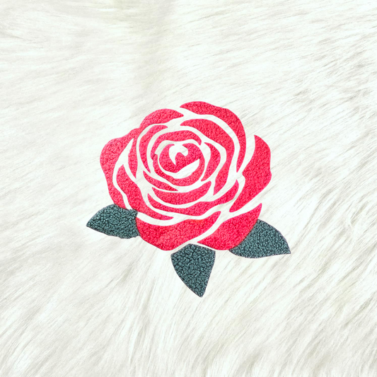 Derby Rose Flower Large Fluffy Fuzzy Transfer Patch