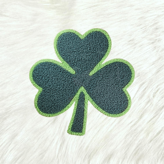 Lucky Shamrock Clover Fluffy Fuzzy Transfer Patch