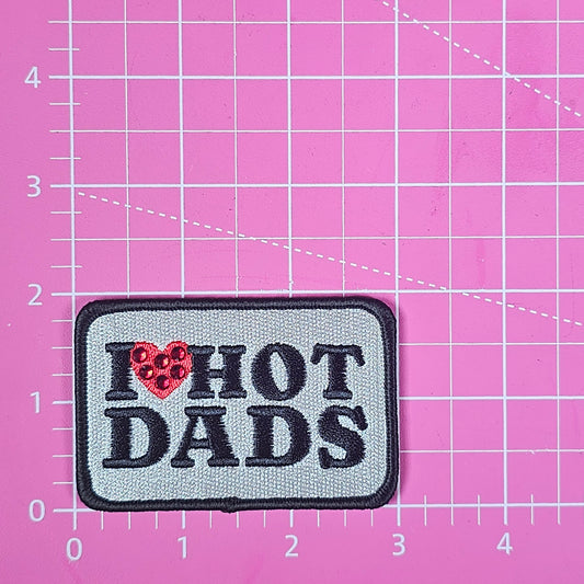 I Heart Love Hot Dads Bling Rhinestone Embroidery Iron On Patch