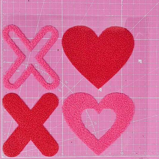 XOXO Heart Valentines Fluffy Fuzzy Transfer Patch
