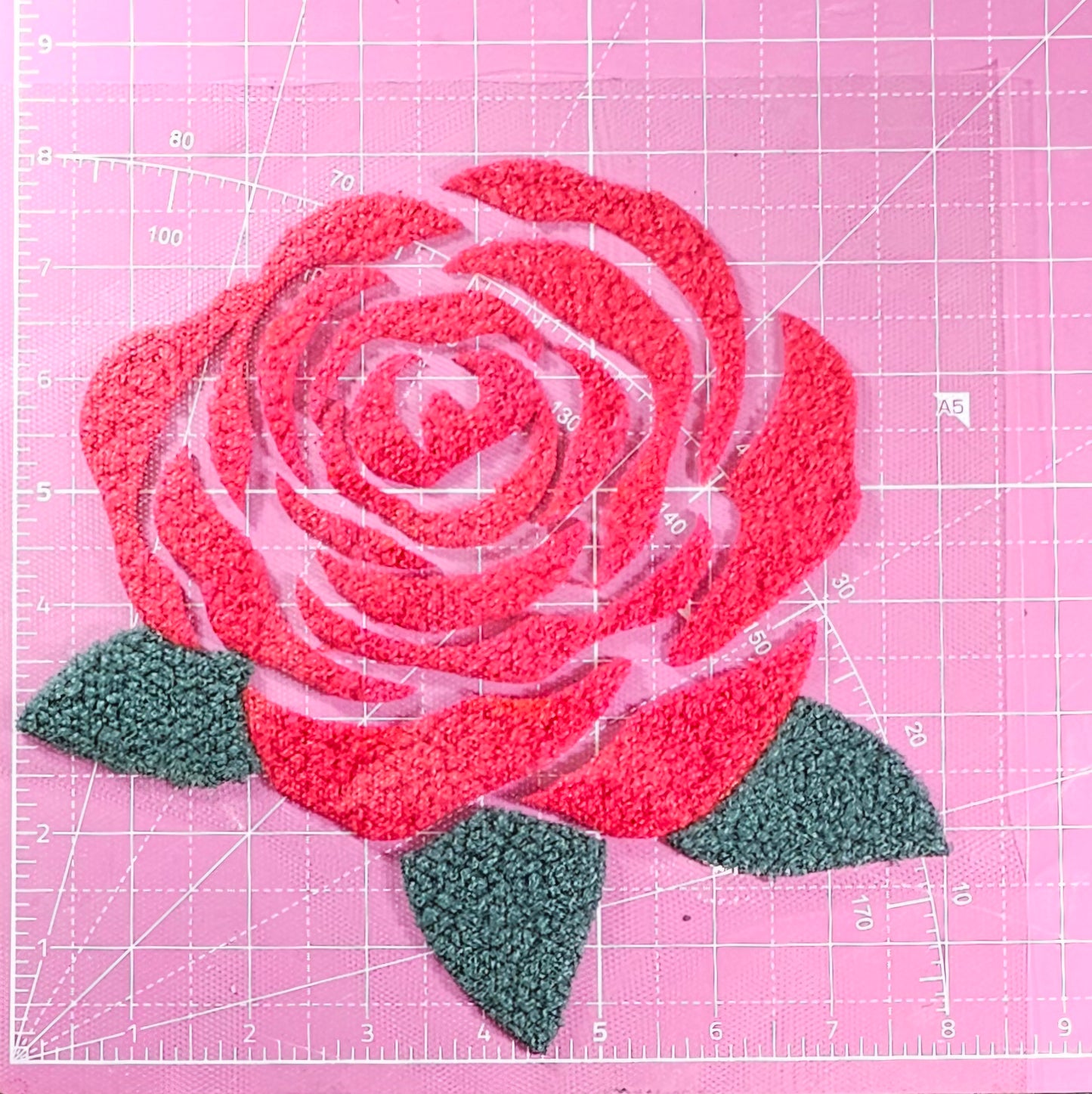 Derby Rose Flower Large Fluffy Fuzzy Transfer Patch