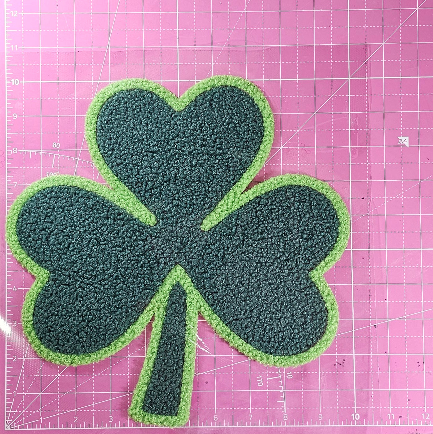 Lucky Shamrock Clover Fluffy Fuzzy Transfer Patch