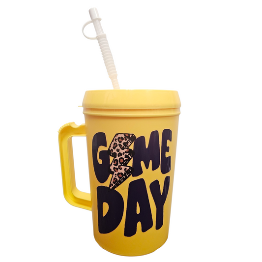 Game Day Purple Cheetah Lightning Bolt HIP SIPS Mega Trucker Mug 34oz