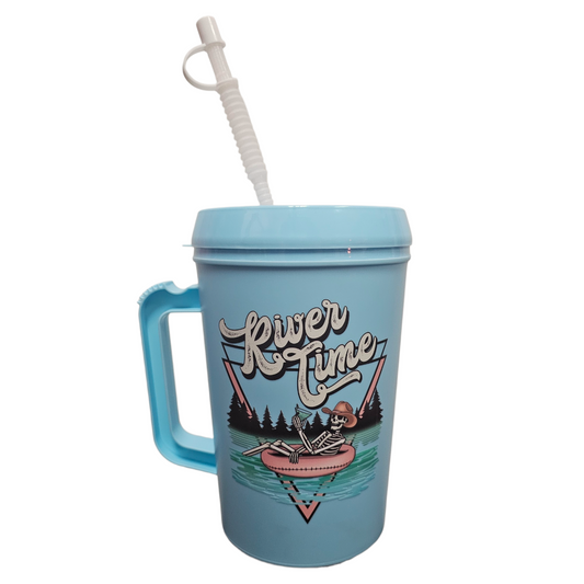 River Time Skeleton Cowgirl HIP SIPS Mega Trucker Mug 34oz