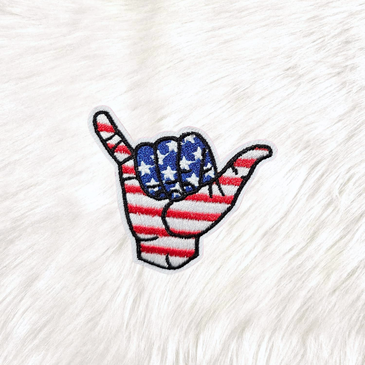 USA Flag Hang Loose Fingers Embroidery Iron-on Patch