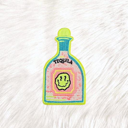 Tequila Smiley Bottle Embroidery Iron On Patch