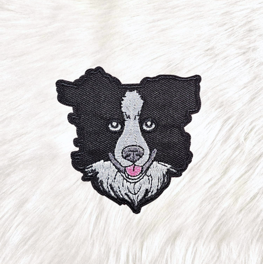 Border Collie Dog Embroidery Iron On Patch