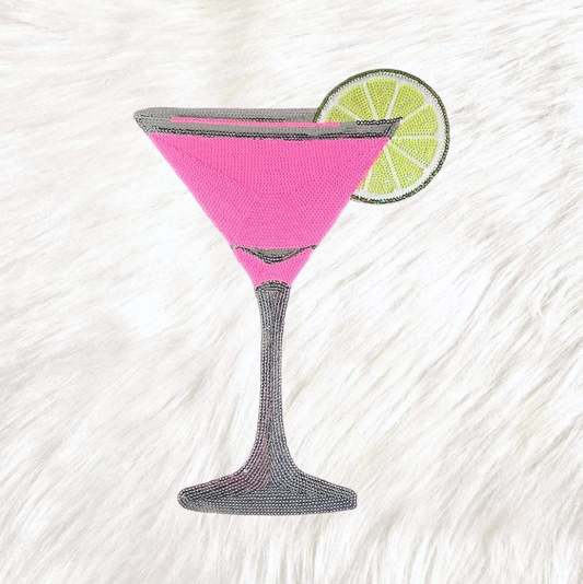 Pink Martini Sequin Large Iron On Patch