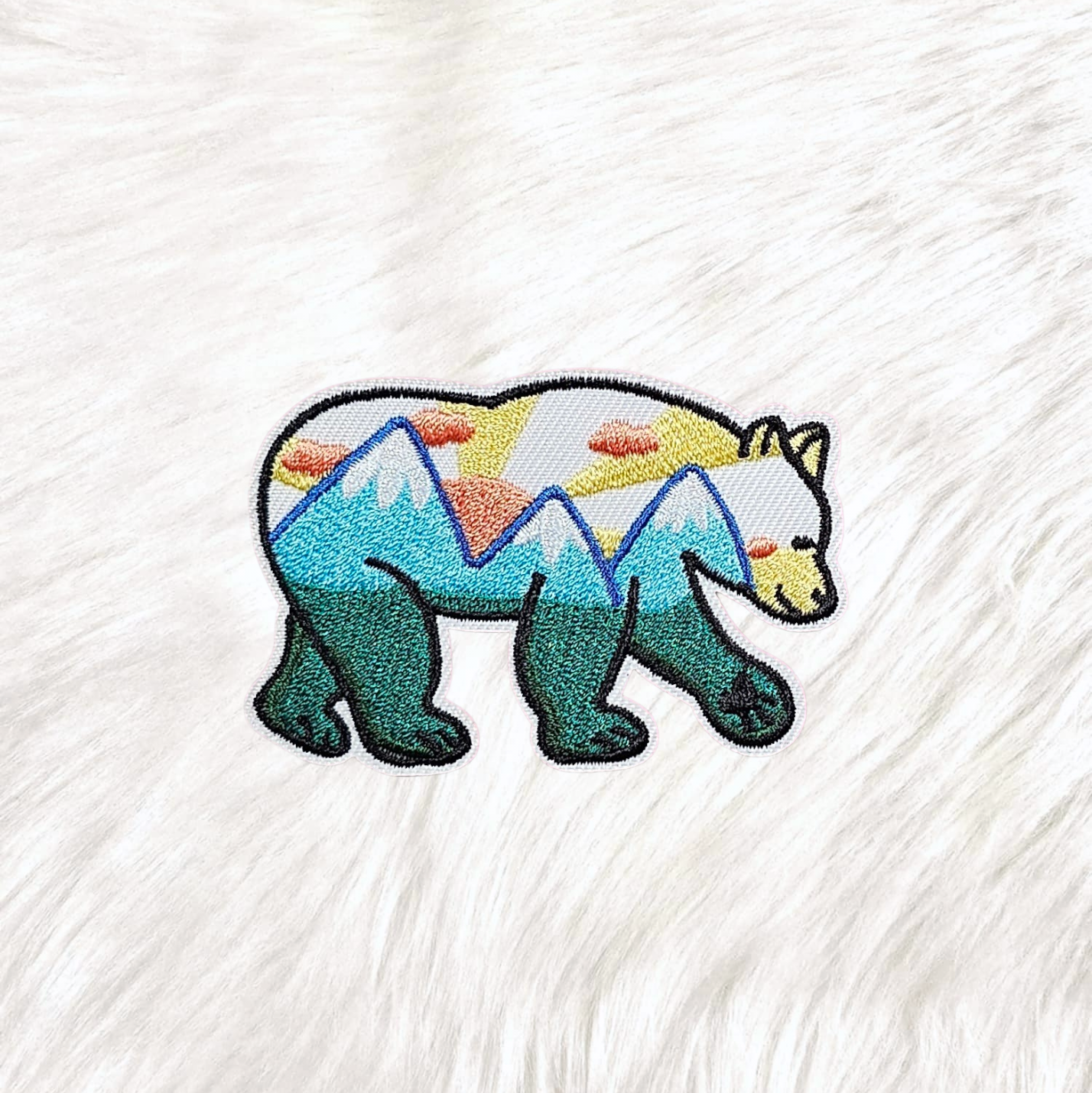 Bear Wilderness Mountain Embroidery Iron On Patch