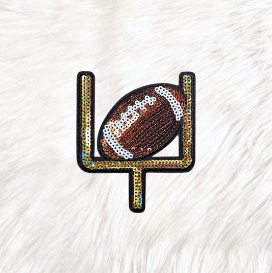 Field Goal Post with Football Sequin Iron On Patch