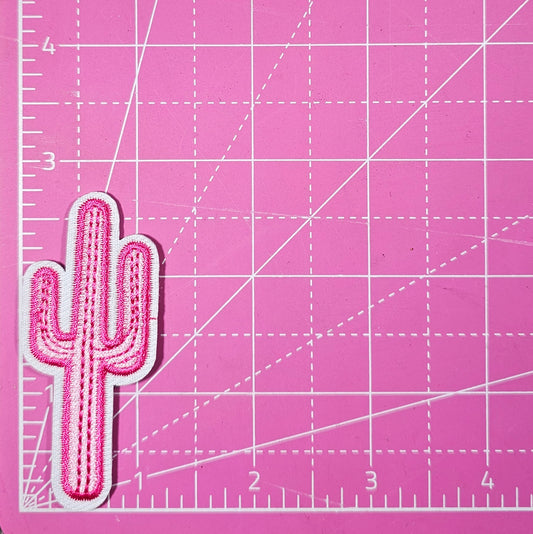 Cactus Pink Western Embroidery Iron On Patch