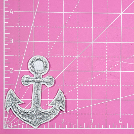 Anchor Silver Embroidery Iron On Patch