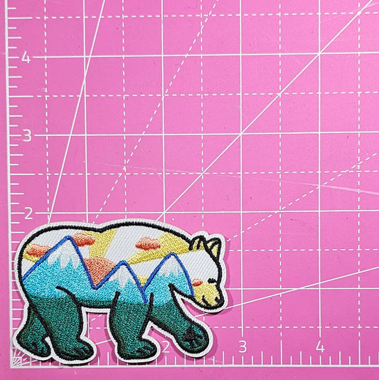 Bear Wilderness Mountain Embroidery Iron On Patch