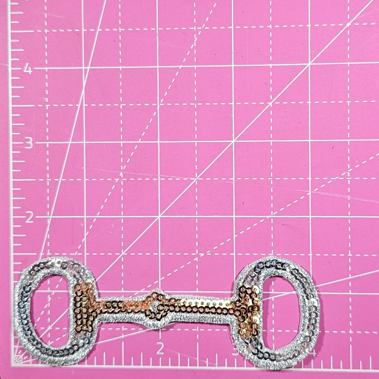 Horse Bit Derby Silver Gold Sequin Iron On Patch