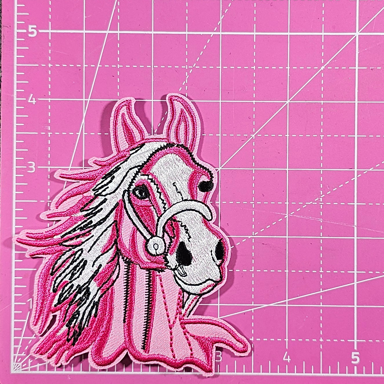 Horse Pink Western Embroidery Iron On Patch