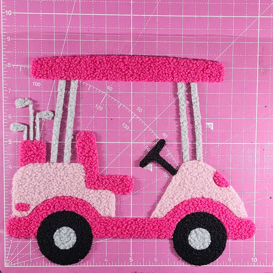 Golf Cart Pink Fluffy Fuzzy Transfer Patch
