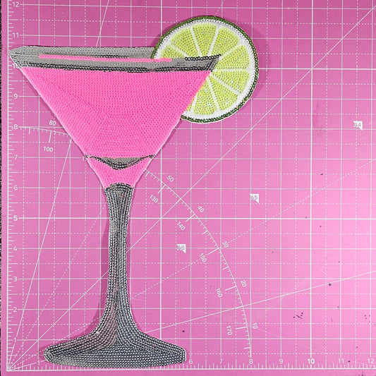 Pink Martini Sequin Large Iron On Patch