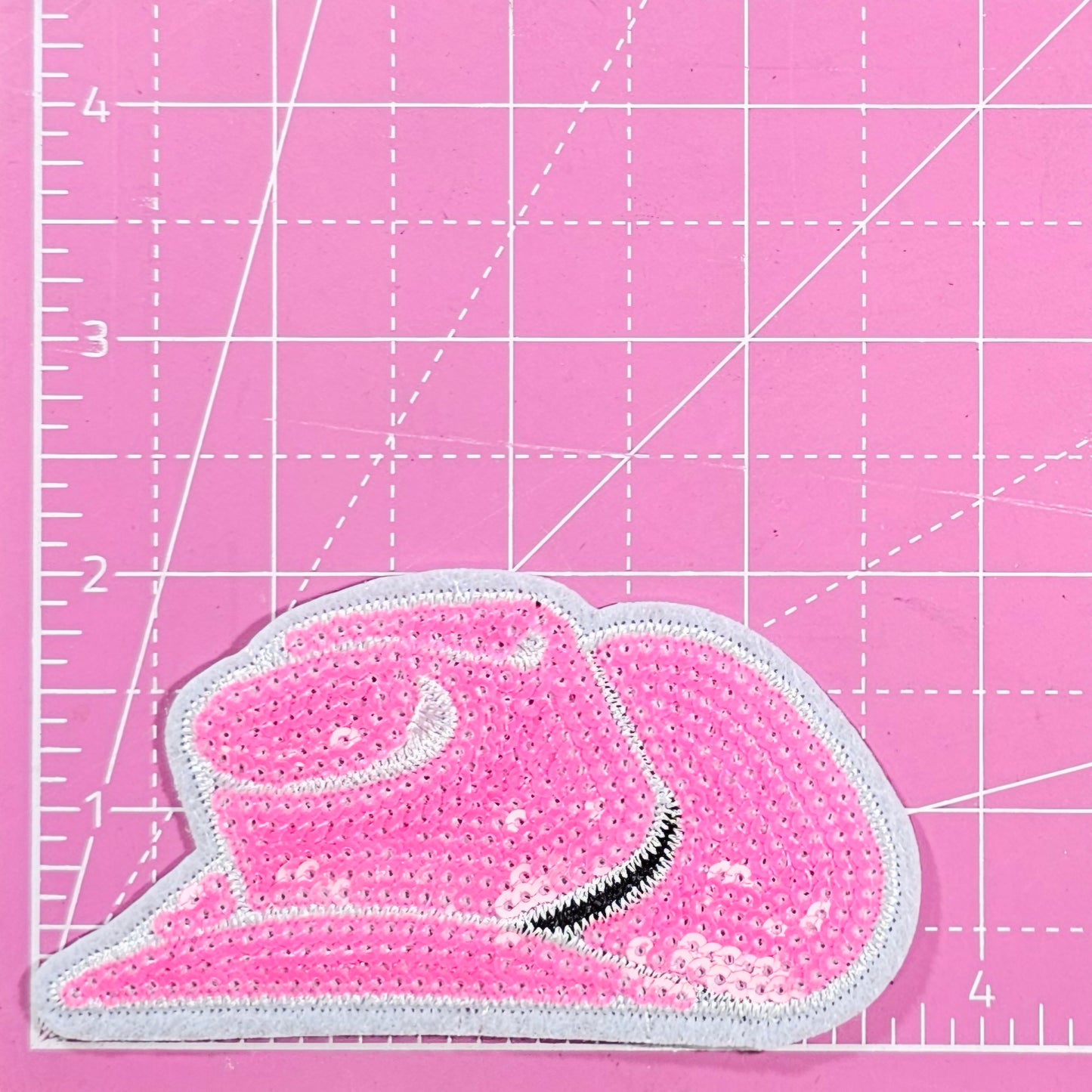 Pink Cowgirl Hat Western Sequin Iron On Patch
