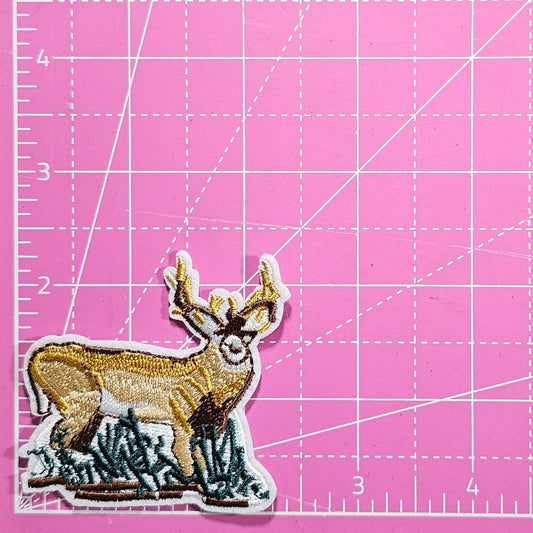 Whitetail Deer Embroidery Iron On Patch