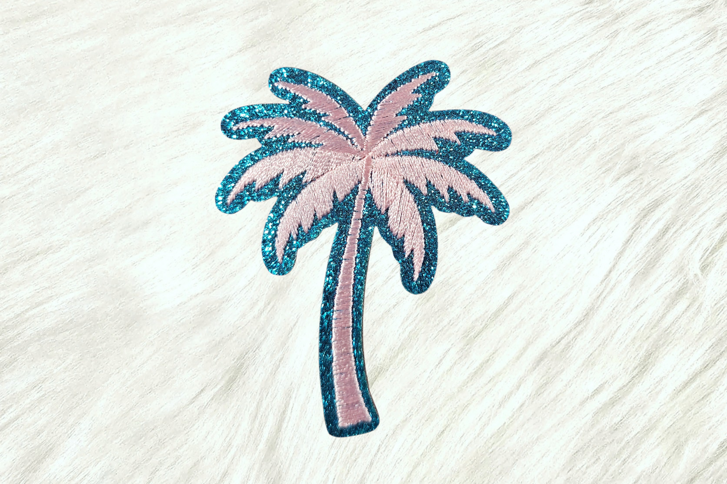 Beach Pink Blue Palm Tree Embroidery Iron On Patches