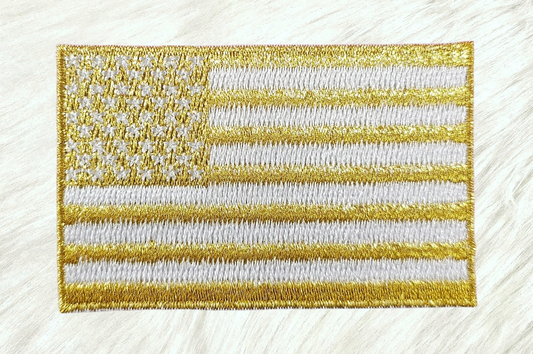 USA Flag Gold Iron-on Patch