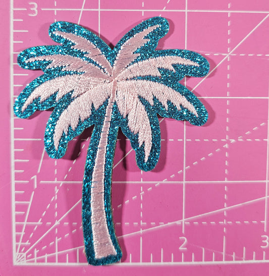 Beach Pink Palm Tree Embroidery Iron On Patches