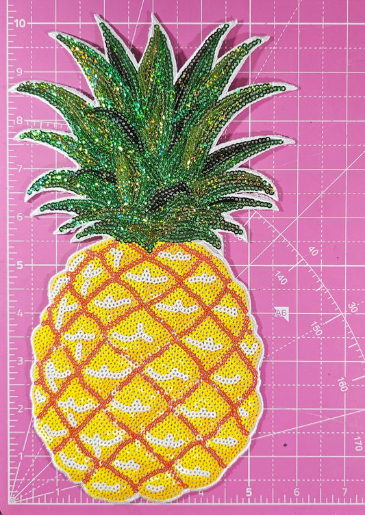 Pineapple Tropical Fruit Sequin Large Iron On Patch