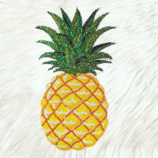 Pineapple Tropical Fruit Sequin Large Iron On Patch