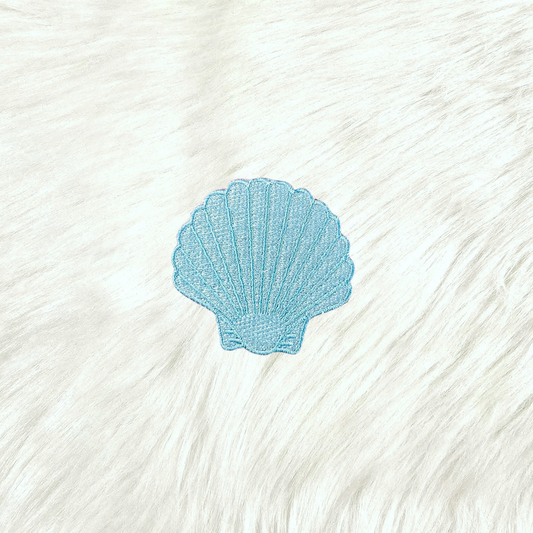 Seashell Blue Beach Embroidery Iron On Patch