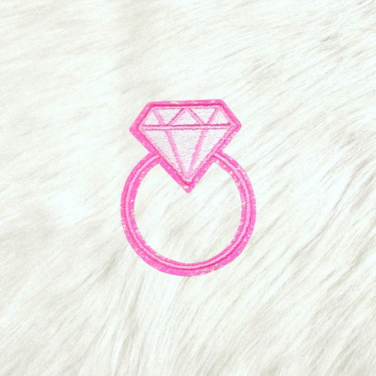 Pink Diamond Wedding Engagement Ring Embroidery Iron On Patch