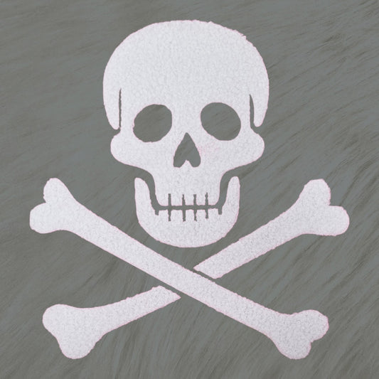 Skull Crossbones Fluffy Fuzzy Transfer Patch