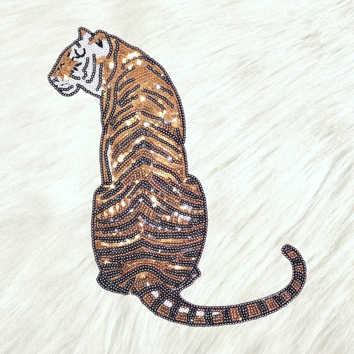 Tiger Bougie Sequin Large Iron On Patch