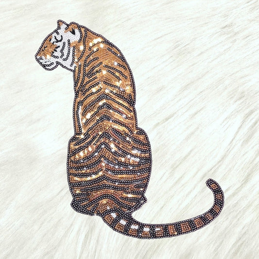 Tiger Bougie Sequin Large Iron On Patch