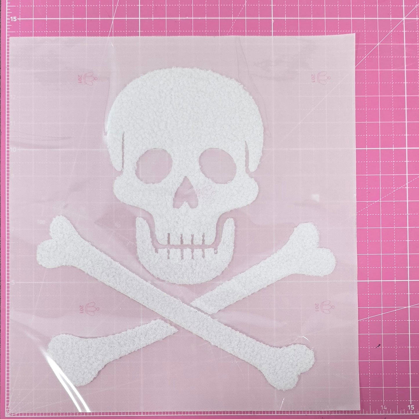 Skull Crossbones Fluffy Fuzzy Transfer Patch