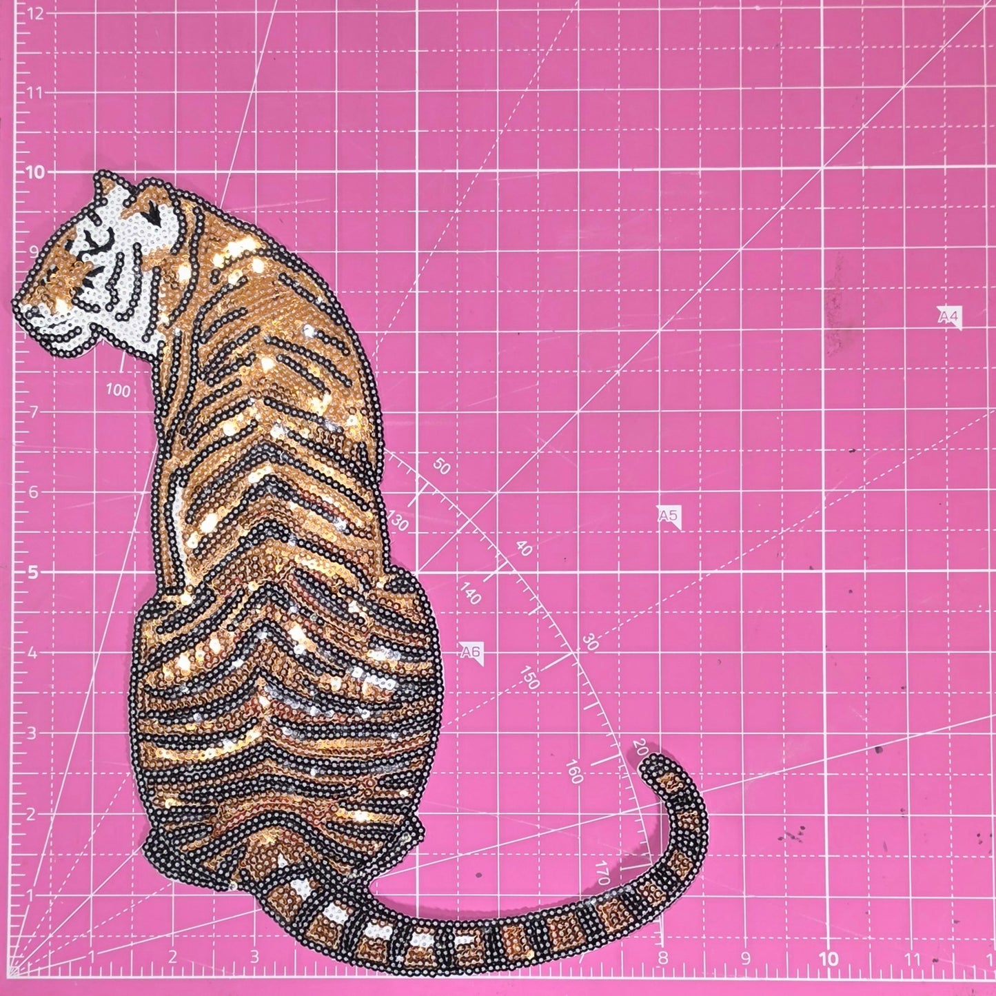 Tiger Bougie Sequin Large Iron On Patch