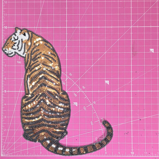 Tiger Bougie Sequin Large Iron On Patch